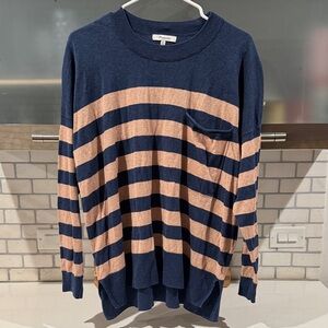 Madewell Striped Knit Sweater Navy Beige Long Sleeve – Size XL